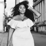 Olakemi - A curvy plus size model wearing a plus size dress by @fashionnovacurve