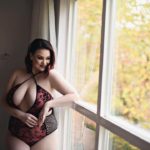 Curvy Model Ruby Roxx wearing sexy plus size teddy lingerie by @coquette_lingerie