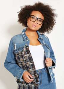 Ashley Stewart Boucle Inset Denim Jacket