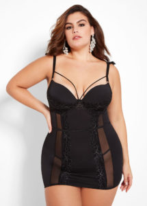 Ashley Stewart plus size mesh lace babydoll lingerie set