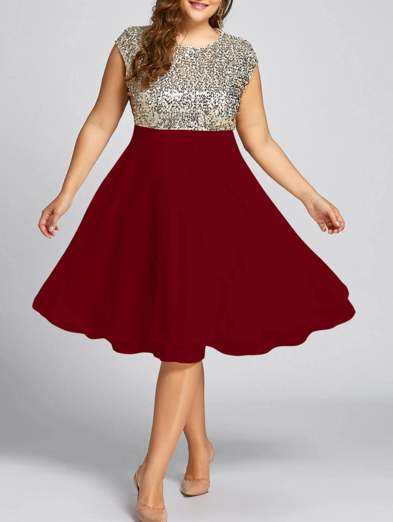 Plus Size Sequin Sparkly Cocktail Dress (full)