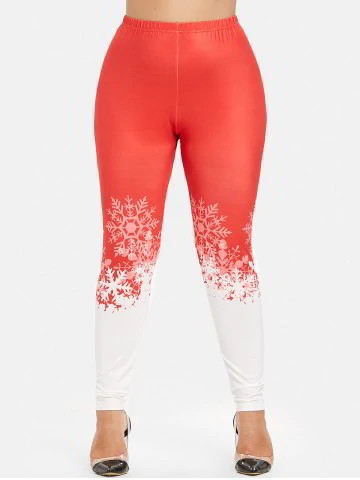 DressLily - Christmas Plus Size Snowflake Print Skinny Leggings