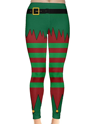 Plus Size Christmas Elf Stretchy Tights Leggings