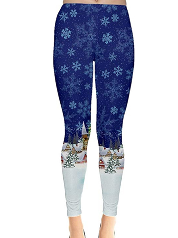 Plus Size Christmas Holiday Snowy Scene Leggings