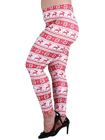 Women's Plus Size Christmas Fleece Lined Thermal Printed Leggings