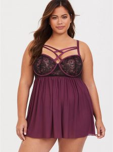 Dusty Plum Strappy Underwire Babydoll Plus Size Lingerie by Torrid